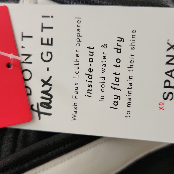 SPANX Shiny Black Leggings with White Stripe - Picture 5 of 5